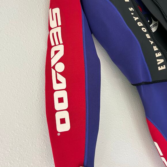 Vintage Sea Doo 2 piece wet suit jacket zip front 90s water sports outdoor M - Picture 3 of 16